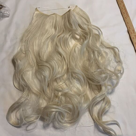 Blonde hair extension with invisible band 22 inch 5.3 ounce no clips - Picture 4 of 12